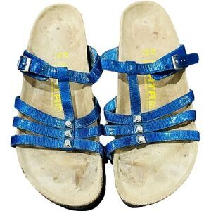 TATAMI BY BIRKENSTOCK Blue Patent Leather Rhinestone Leather Sandals Size 10 (41